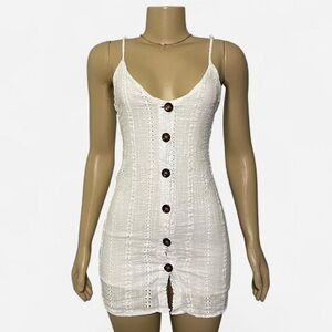 Karlie White Button-Front Tie-Back Beachy Mini Dress